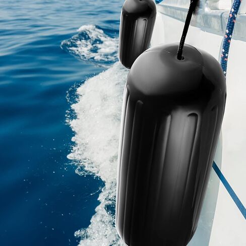 Boat Fenders 4 Pack 10 x 28 Inches Ribbed Center Hole Boat Fenders Bumpers for Docking, Comes with 4 Lines and Pump to Inflate in Saudi Arabia