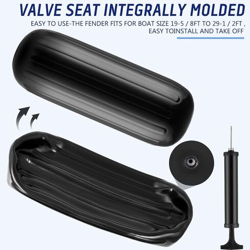 Boat Fenders 4 Pack 10 x 28 Inches Ribbed Center Hole Boat Fenders Bumpers for Docking, Comes with 4 Lines and Pump to Inflate in Saudi Arabia