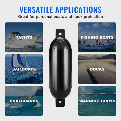 مصدات القوارب VEVOR، 8.6 بوصة × 16 بوصة / 5.5 بوصة × 20 بوصة / 6.5 بوصة × 23 بوصة / 8.5 بوصة × 26 بوصة مصدات القارب لرسو السفن مضلع مضلع قابل للنفخ مع فتحات مركزية، مصد حاجز للقوارب البحرية مع مضخة هواء in Kuwait