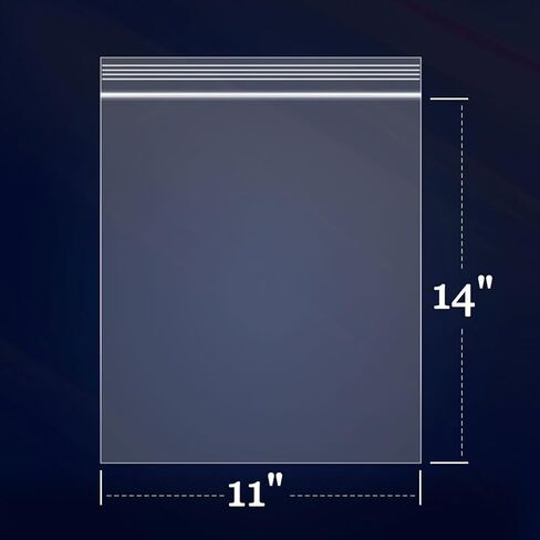iMailer - 20 قطعة - أكياس كبيرة بسحاب مقاس 11 × 14 بوصة - أكياس بولي بلاستيكية بسحاب قابلة لإعادة الإغلاق مع قفل بسحاب للمطبوعات والصور والمستندات والملابس والقمصان in Kuwait