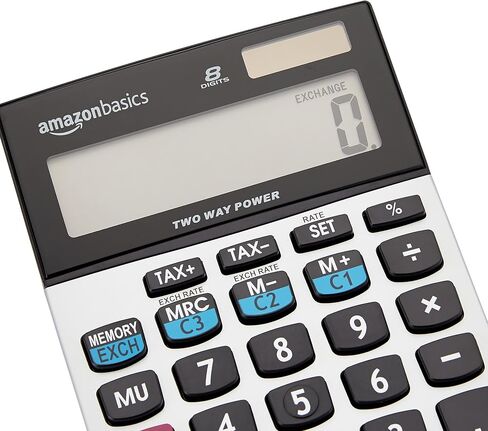 Amazon Basics LCD 8-Digit Desktop Calculator, 1 Pack, Small, Silver in Saudi Arabia