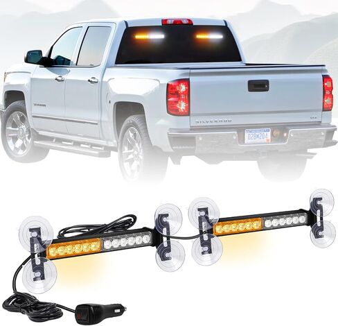 2x 10.7 inch Emergency Strobe Lights Bar 24 LED Amber White Warning Flashing Safety Dash Side Window Front/Rear windshield Lights Grill Surface Mount for Construction Vehicles Tow/Plow Trucks in Saudi Arabia
