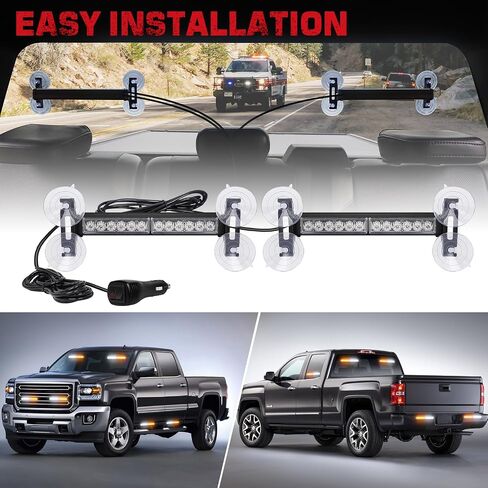 2x 10.7 inch Emergency Strobe Lights Bar 24 LED Amber White Warning Flashing Safety Dash Side Window Front/Rear windshield Lights Grill Surface Mount for Construction Vehicles Tow/Plow Trucks in Saudi Arabia