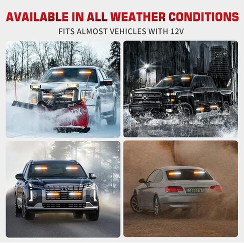 2x 10.7 inch Emergency Strobe Lights Bar 24 LED Amber White Warning Flashing Safety Dash Side Window Front/Rear windshield Lights Grill Surface Mount for Construction Vehicles Tow/Plow Trucks in Saudi Arabia