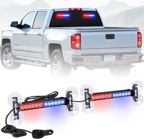 2x 10.7 inch Emergency Strobe Lights Bar 24 LED Amber White Warning Flashing Safety Dash Side Window Front/Rear windshield Lights Grill Surface Mount for Construction Vehicles Tow/Plow Trucks in Saudi Arabia