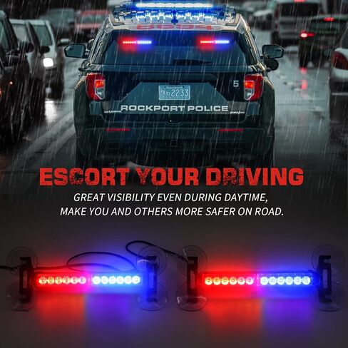 2x 10.7 inch Emergency Strobe Lights Bar 24 LED Amber White Warning Flashing Safety Dash Side Window Front/Rear windshield Lights Grill Surface Mount for Construction Vehicles Tow/Plow Trucks in Saudi Arabia