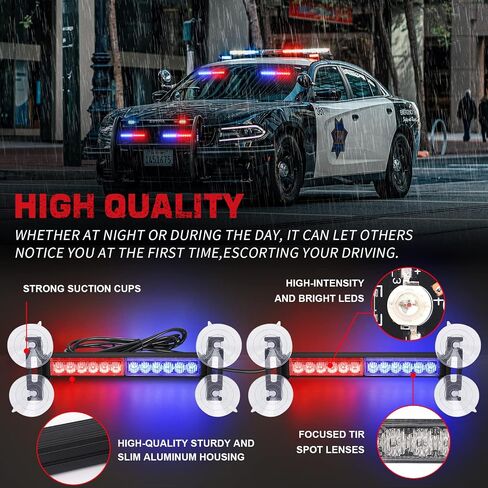 2x 10.7 inch Emergency Strobe Lights Bar 24 LED Amber White Warning Flashing Safety Dash Side Window Front/Rear windshield Lights Grill Surface Mount for Construction Vehicles Tow/Plow Trucks in Saudi Arabia