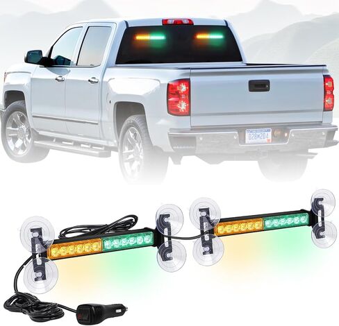 2x 10.7 inch Emergency Strobe Lights Bar 24 LED Amber White Warning Flashing Safety Dash Side Window Front/Rear windshield Lights Grill Surface Mount for Construction Vehicles Tow/Plow Trucks in Saudi Arabia
