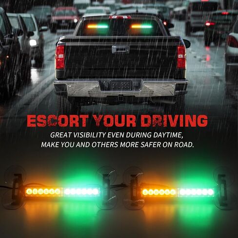2x 10.7 inch Emergency Strobe Lights Bar 24 LED Amber White Warning Flashing Safety Dash Side Window Front/Rear windshield Lights Grill Surface Mount for Construction Vehicles Tow/Plow Trucks in Saudi Arabia