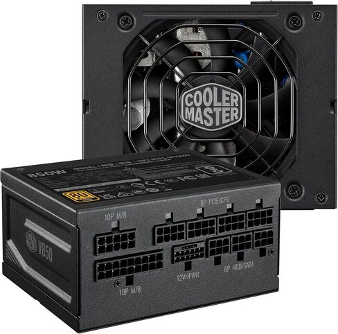 Cooler Master V850 SFX Gold ATX3.0 مصدر طاقة وحدات كامل، 850 وات SFX، 80+ ذهبي، موصل 90 درجة 12VHPWR PCIe 5.0، دعامة SFX-to-ATX، مروحة صامتة، ضمان 10 سنوات (MPY-8501-SFHAGV-3US) in Kuwait