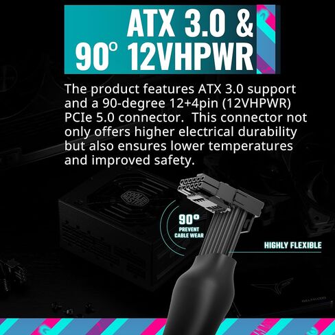 Cooler Master V850 SFX Gold ATX3.0 مصدر طاقة وحدات كامل، 850 وات SFX، 80+ ذهبي، موصل 90 درجة 12VHPWR PCIe 5.0، دعامة SFX-to-ATX، مروحة صامتة، ضمان 10 سنوات (MPY-8501-SFHAGV-3US) in Kuwait