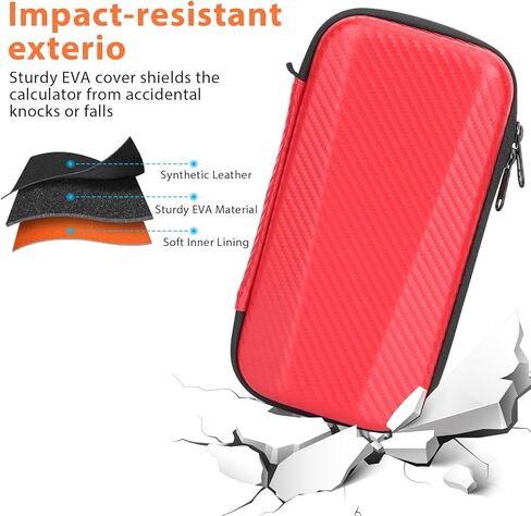 حافظة آلة حاسبة رسومية لـ Texas Instruments TI-84 Plus CE/TI-83 Plus CE/TI-84 Plus/Casio fx-9750GII، حقيبة واقية لصندوق التخزين مع جيب مضغوط لكابلات USB، قلم رصاص، مسطرة، دليل، (أسود) in Kuwait