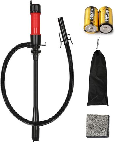 Siphon Pump for Gasoline Fuel Transfer Pump With Auto-Stop Battery Powered Siphon Hand Pump Long Hose Protable Transfer Pump Electric Kit for Oil and Liquids (RED-BLACK) in Saudi Arabia