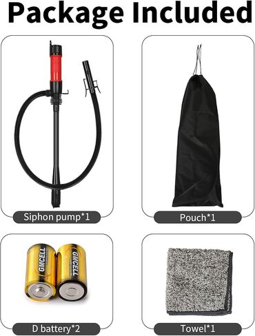 Siphon Pump for Gasoline Fuel Transfer Pump With Auto-Stop Battery Powered Siphon Hand Pump Long Hose Protable Transfer Pump Electric Kit for Oil and Liquids (RED-BLACK) in Saudi Arabia