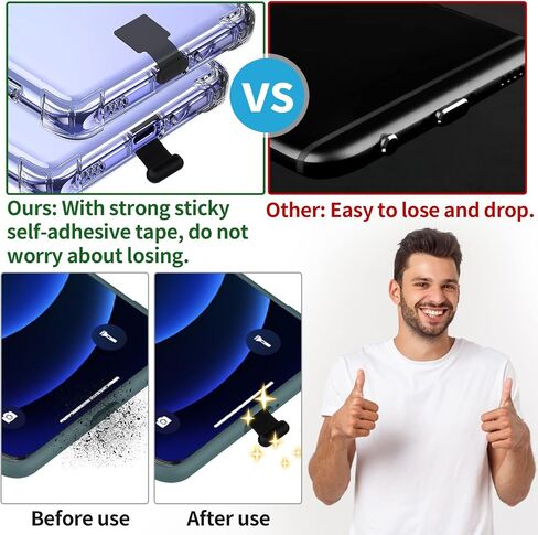 3 Pcs USB Type C Dust Cover Caps, Anti Dust USB C Port Charging Protection Stopper with Anti Lost Adhesive Stickers Silicone Type-C Port Protector Compatible with Laptop Smartphone Headphone in Saudi Arabia