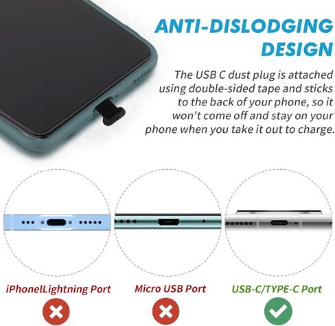 3 Pcs USB Type C Dust Cover Caps, Anti Dust USB C Port Charging Protection Stopper with Anti Lost Adhesive Stickers Silicone Type-C Port Protector Compatible with Laptop Smartphone Headphone in Saudi Arabia