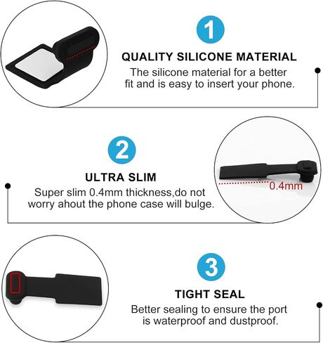 3 Pcs USB Type C Dust Cover Caps, Anti Dust USB C Port Charging Protection Stopper with Anti Lost Adhesive Stickers Silicone Type-C Port Protector Compatible with Laptop Smartphone Headphone in Saudi Arabia