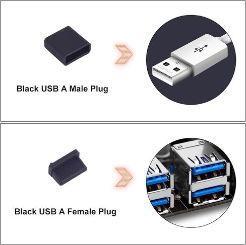 USB Cover Port Plug Caps - 30Pcs 6 Type Silicone Anti Dust Cover Laptop Port Protection Stoppers for USB Type-C, Headphone Port, HDMI, USB Type-A Plugs with Cleaning Brush Kit in Kuwait