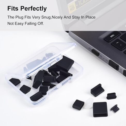 USB Cover Port Plug Caps - 30Pcs 6 Type Silicone Anti Dust Cover Laptop Port Protection Stoppers for USB Type-C, Headphone Port, HDMI, USB Type-A Plugs with Cleaning Brush Kit in Kuwait