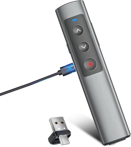 Presentation Clicker Wireless Presenter Remote: USB Rechargeable Finger Ring Clicker for PowerPoint Presentations, PowerPoint Clicker with Laser Pointer, Multi-OS Compatible in Saudi Arabia