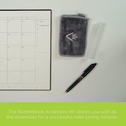 دفتر Rocketbook الذكي متعدد المواضيع والقابل لإعادة الاستخدام | دفتر ملاحظات صديق للبيئة ومتصل رقميًا مزود بفواصل | مسطر، 8.5 × 11 بوصة، 70 PG، أسود، مع قلم وقماش وتطبيق متضمن in Kuwait