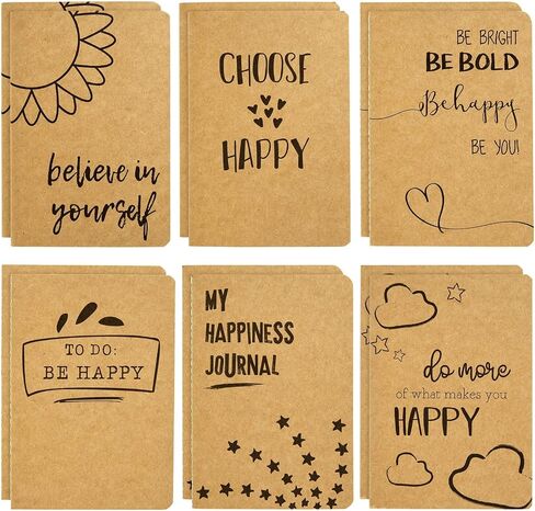 Paper Junkie 12 Pack Journals for Kids - Let's Be Happy Journals Bulk - Kraft Paper Notebooks School Supplies (80 Lined Page, 4 x 5.75 in) in Saudi Arabia