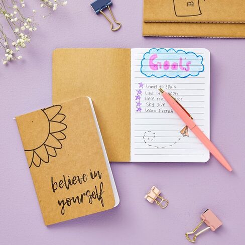 Paper Junkie 12 Pack Journals for Kids - Let's Be Happy Journals Bulk - Kraft Paper Notebooks School Supplies (80 Lined Page, 4 x 5.75 in) in Saudi Arabia