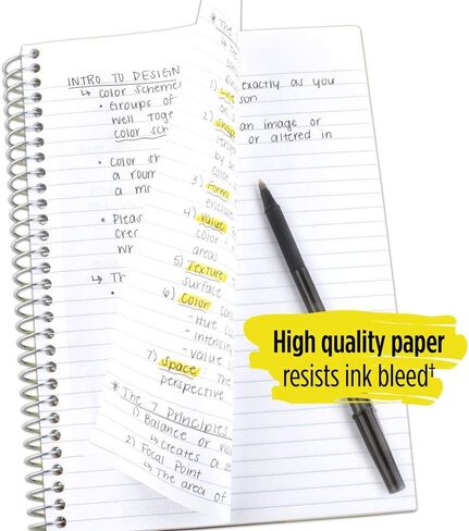 Five Star Spiral Notebook, 2 Subject, College Ruled Paper, 100 sheets, 9-1/2" x 6", Yellow (06180AC6) in Saudi Arabia