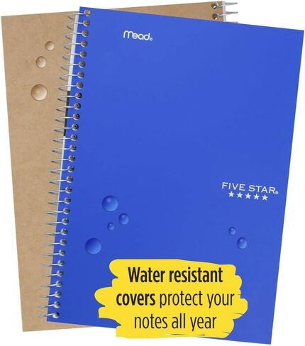 Five Star Spiral Notebook, 2 Subject, College Ruled Paper, 100 sheets, 9-1/2" x 6", Yellow (06180AC6) in Saudi Arabia