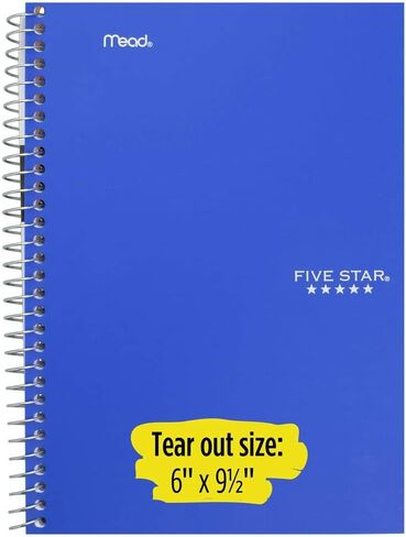 Five Star Spiral Notebook, 2 Subject, College Ruled Paper, 100 sheets, 9-1/2" x 6", Yellow (06180AC6) in Saudi Arabia