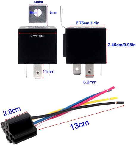 Gebildet JD1914 12V 40A Car Relay with Harness Sockets, 5 Pin SPDT Relay with Color-Labeled Wires for Automotive Truck Van Motorcycle Boat (Pack of 2) in Saudi Arabia