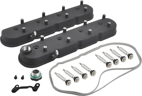 GM LS Cast Aluminum Valve Covers with Coil Mounts, Valve Cover kit Compatible with LS1 LS2 LS3 5.3 6.0, Black in Kuwait