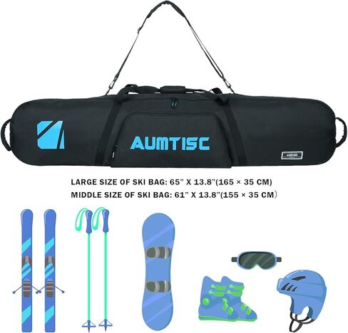 AUMTISC Snowboard Bag Travel Unpadded, Ski Bags with Storage Compartments for Snowboard, Goggles, Gloves, Outdoor Camping, Available Length in 61" and 65" in Saudi Arabia