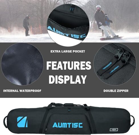AUMTISC Snowboard Bag Travel Unpadded, Ski Bags with Storage Compartments for Snowboard, Goggles, Gloves, Outdoor Camping, Available Length in 61" and 65" in Saudi Arabia