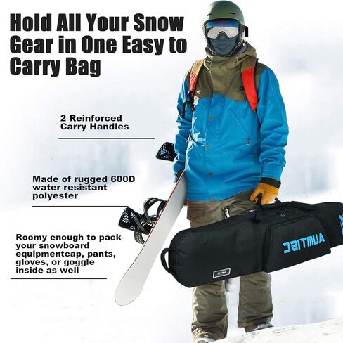 AUMTISC Snowboard Bag Travel Unpadded, Ski Bags with Storage Compartments for Snowboard, Goggles, Gloves, Outdoor Camping, Available Length in 61" and 65" in Saudi Arabia