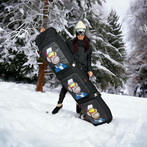 JEI Rollie Snowboard/Ski Bag *UPGRADED* – Multipurpose Travel Bag on Wheels (up to 180cm) – Holds Board, 2 Pairs of Skis, Boots, Helmet, and other gear – With Backpack Straps in Saudi Arabia