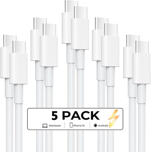 USB C Charger Cable USB C to USB C Cable(5Pack, 6ft, 60W/3A)iPhone 15 Charger Cable Fast Charging for iPhone 15 Pro Max Plus,iPad Mini 6/ Pro 2021,iPad Air 4,MacBook Pro 2020,Samsung Galaxy S23 Switch in Saudi Arabia