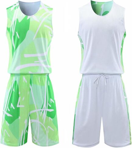 Topeter Reversible Basketball Jersey with Athletic Shorts, Practice Sports Training Uniforms for Men in Kuwait