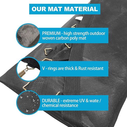 حصيرة القفز الترامبولين، حصيرة بديلة للترامبولين تناسب إطار بطول 12 قدمًا، مع 72 حلقة على شكل حرف V تناسب مقاس 5.5 بوصة، معززة، مقاومة للأشعة فوق البنفسجية، مع خطاف زنبركي وقفازات، لا تشمل الزنبرك in Kuwait