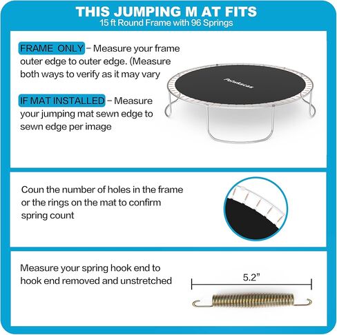 حصيرة القفز الترامبولين، حصيرة بديلة للترامبولين تناسب إطار بطول 12 قدمًا، مع 72 حلقة على شكل حرف V تناسب مقاس 5.5 بوصة، معززة، مقاومة للأشعة فوق البنفسجية، مع خطاف زنبركي وقفازات، لا تشمل الزنبرك in Kuwait