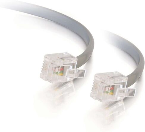 C2G Legrand RJ11 Telephone Cord, Telephone Data Cable, Silver Modular Telephone Cable, 14 Foot Telephone Cord, 1 Count, C2G 09590 in Saudi Arabia