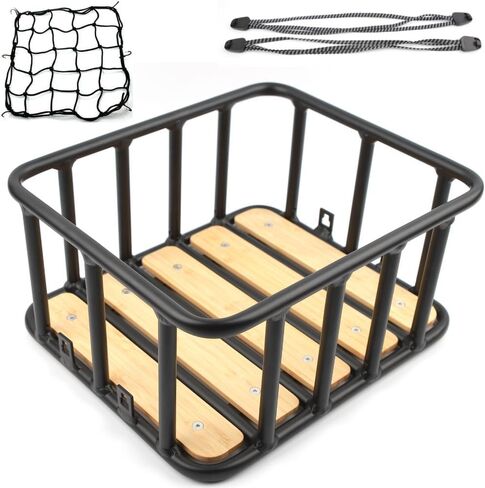 سلة الدراجة الخلفية - سلة حامل الدراجة لجميع احتياجات الشحن. طراد الشاطئ الأنيق / سلة الدراجة الجبلية / الكهربائية لرف الدراجة الخلفي. تتضمن 2 × أشرطة بنجي مرنة وشبكة شحن. in Kuwait