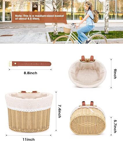 ANZOME سلة الدراجة سلة تخزين المقود الأمامي للبالغين سلة منسوجة يدويًا مقاومة للماء، متعددة الألوان in Kuwait
