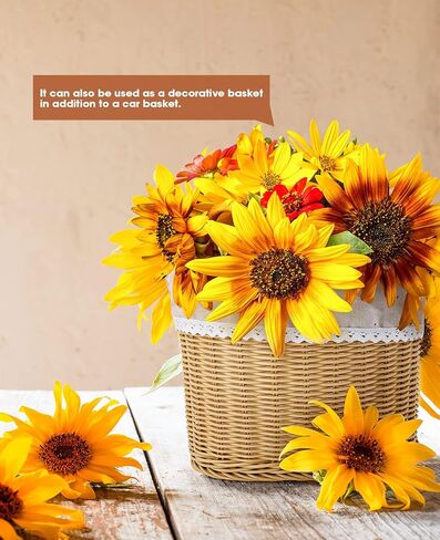 ANZOME سلة الدراجة سلة تخزين المقود الأمامي للبالغين سلة منسوجة يدويًا مقاومة للماء، متعددة الألوان in Kuwait