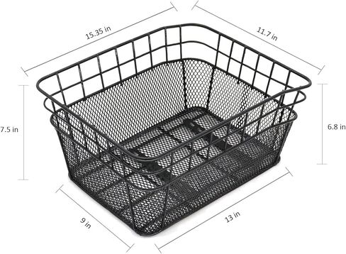سلة الدراجة الخلفية مع 2 أغطية مقاومة للمطر وإضاءة خلفية وشبكة شحن مقاومة للماء من الأسلاك المعدنية لسلة الدراجة الخلفية تناسب معظم حامل الدراجة الخلفية سلة خلفية للدراجة WOOFOPT in Kuwait