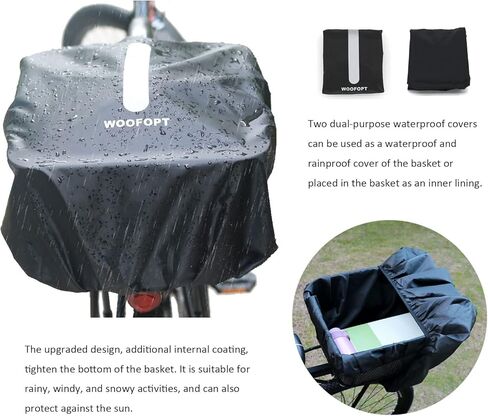 سلة الدراجة الخلفية مع 2 أغطية مقاومة للمطر وإضاءة خلفية وشبكة شحن مقاومة للماء من الأسلاك المعدنية لسلة الدراجة الخلفية تناسب معظم حامل الدراجة الخلفية سلة خلفية للدراجة WOOFOPT in Kuwait