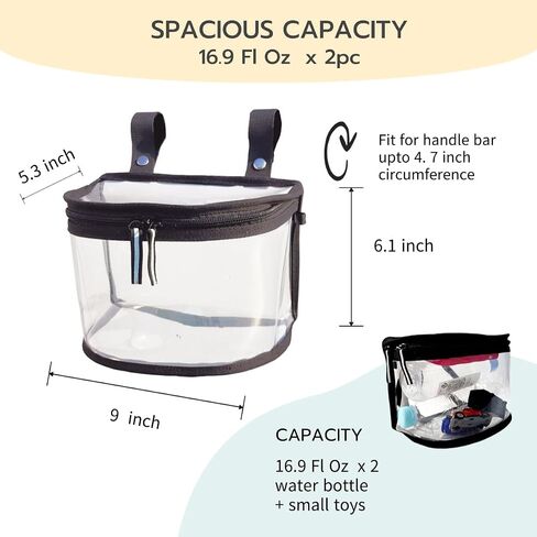 Kids Bike Basket - Transparent Bicycle, Scooter Handlebar Front Bag - Convert to Stadium Approved Crossbody Bag (Black) in Saudi Arabia