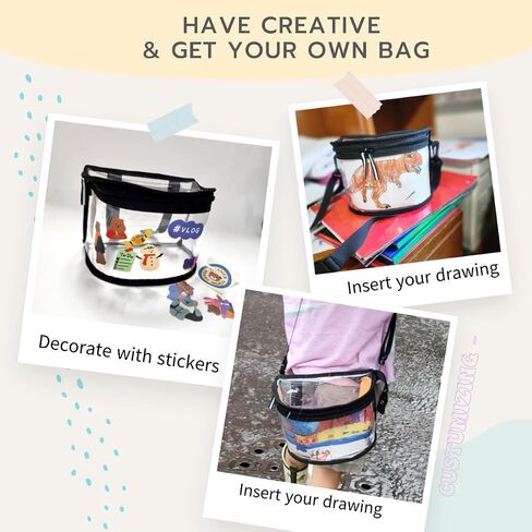 Kids Bike Basket - Transparent Bicycle, Scooter Handlebar Front Bag - Convert to Stadium Approved Crossbody Bag (Black) in Saudi Arabia