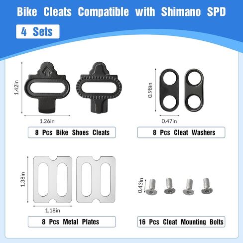 Hicarer 4 Sets Bike Cleats Compatible with Shimano SPD, Cleat Set for Indoor Cycling and Outdoor Biking Shoes Cycling Cleats Bike Clips for Men Women Mountain Biking Road Cycling Pedals Accessories in Saudi Arabia