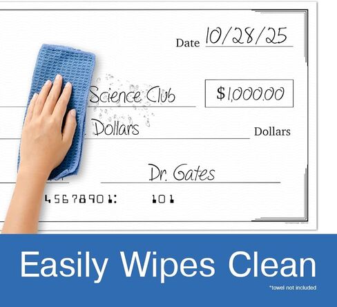 شيك مسح جاف مزيف عملاق لجائزة الوقف - 16 بوصة × 32 بوصة - لوحة شيكات عرض تقديمي جديدة كبيرة - تبرع عجلة دوارة لجائزة المكافأة الكبيرة الفارغة - احتفال الفائزين بجمع التبرعات في السحب in Kuwait